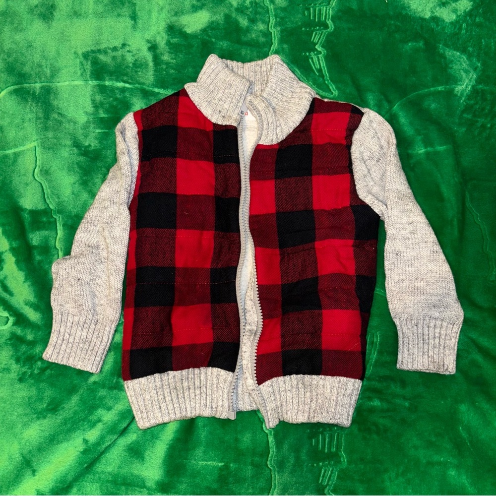 Red and Black Plaid Sweater